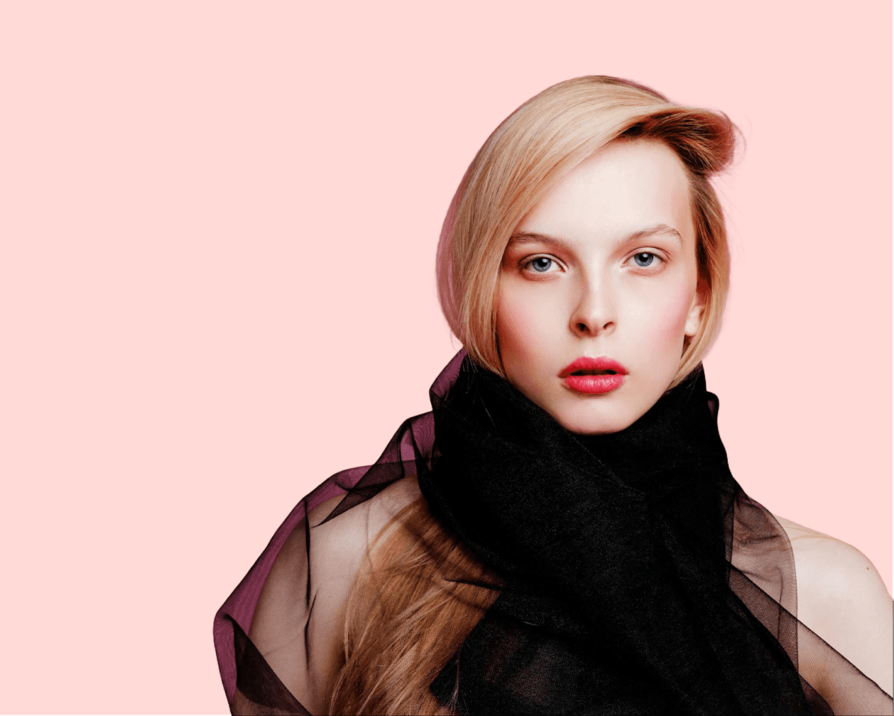 Model wearing a hand-woven Tibetan wool piece from the new arrivals collection